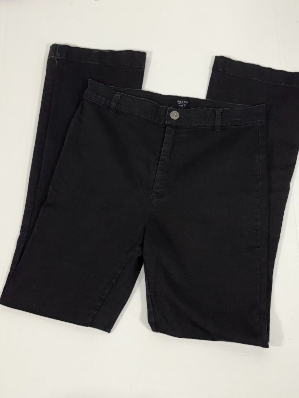 Stretch Flare Brass Black Cotton Blend Bootcut Trouser‎ Pants Size 8